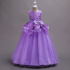 Long children's school evening dress, wedding dress, small princess costume, European style, suitable for teen, flowered