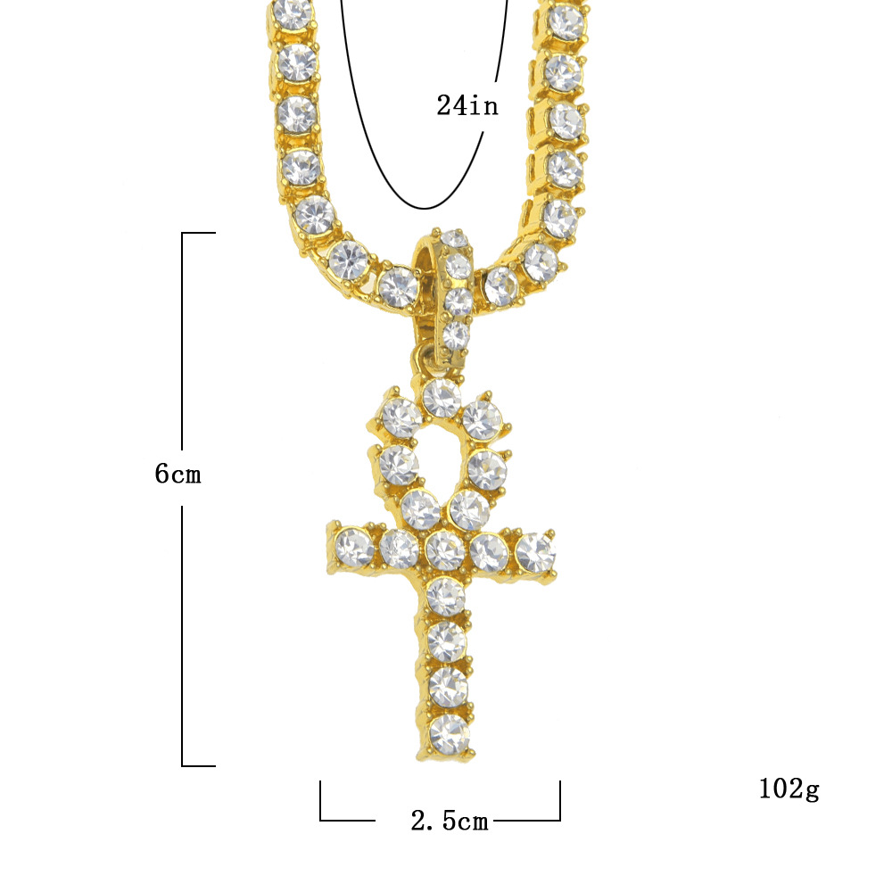 Fashion Cross Alloy Inlay Artificial Diamond Unisex Pendant Necklace 1 Piece