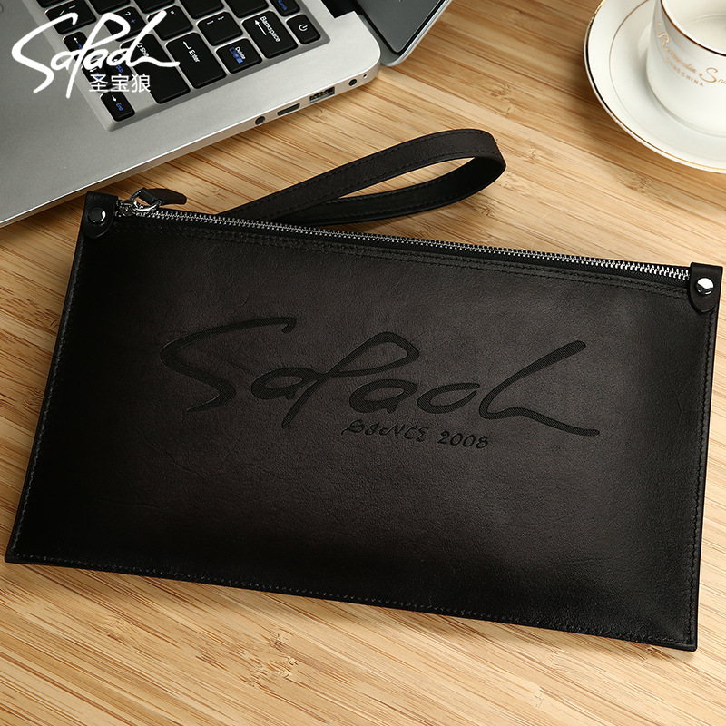 圣宝狼手包男大容量信封包牛皮手抓包时尚手拿夹包潮厂家直销|ms