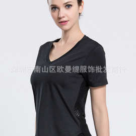 速卖通 ebay 欧洲站2017夏季镂空网眼吸汗透气短袖T恤 瑜伽健身衣