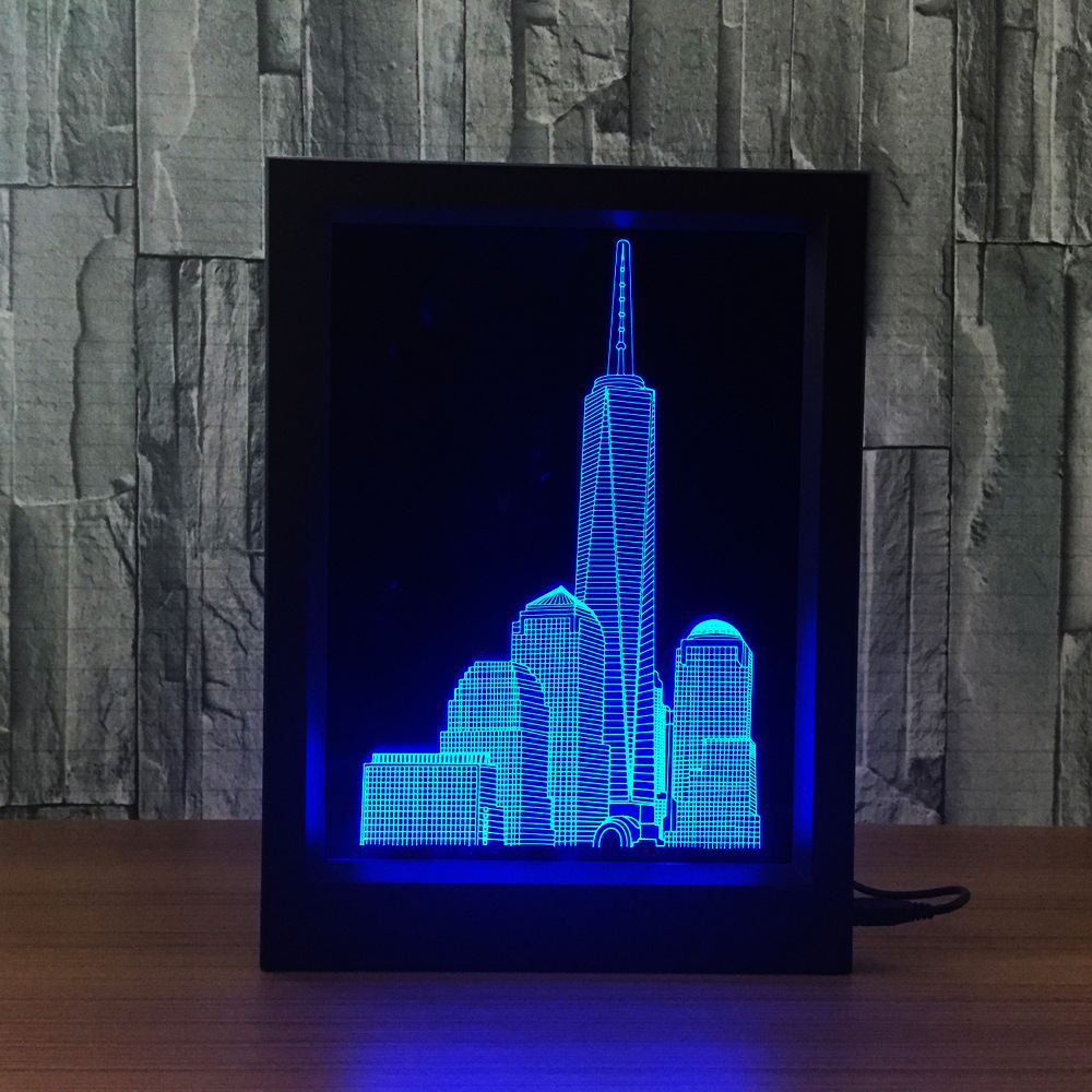 3d灯 相框式遥控触摸七彩变色小夜灯耳机