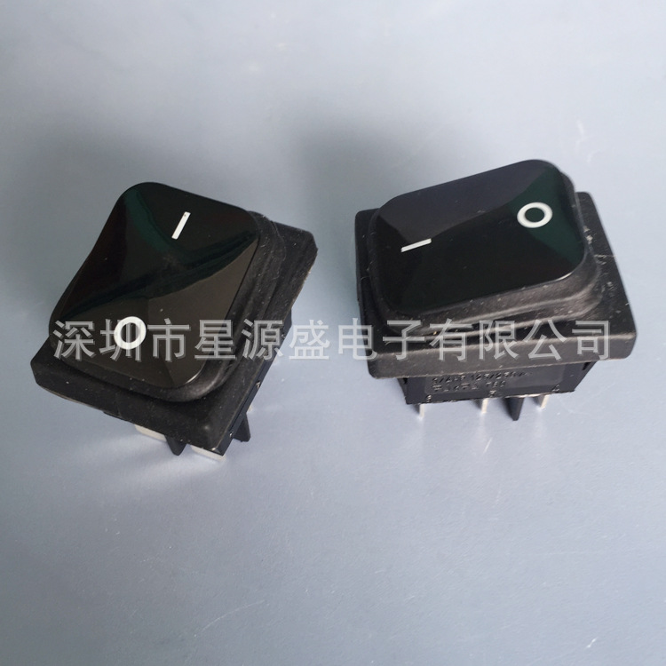防水翘板开关 船型开关 RL2 6脚2档 黑色船型开关 设备开关