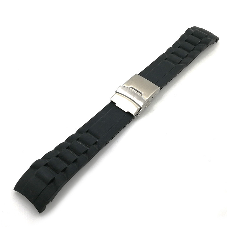 Manufacturers produce silicone watch with multi-size elbow top dead folding buckle rubber watch with double press safety buckle