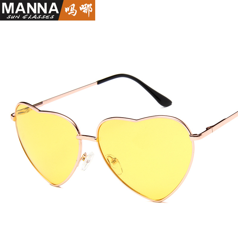 Classic retro love Sunglasses men's and women's marine film series peach heart glasses Korean Trend Sunglasses 014