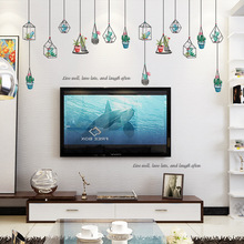 HM92013吊灯多肉植物玄关走廊床头一角沙发电视背景装饰墙贴墙纸