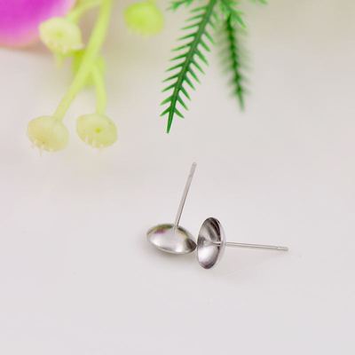 Stainless steel Jewelry parts Pearl bowl needle 8mm Pearl Tuoertuo Ear Studs Auricular needling Earrings parts