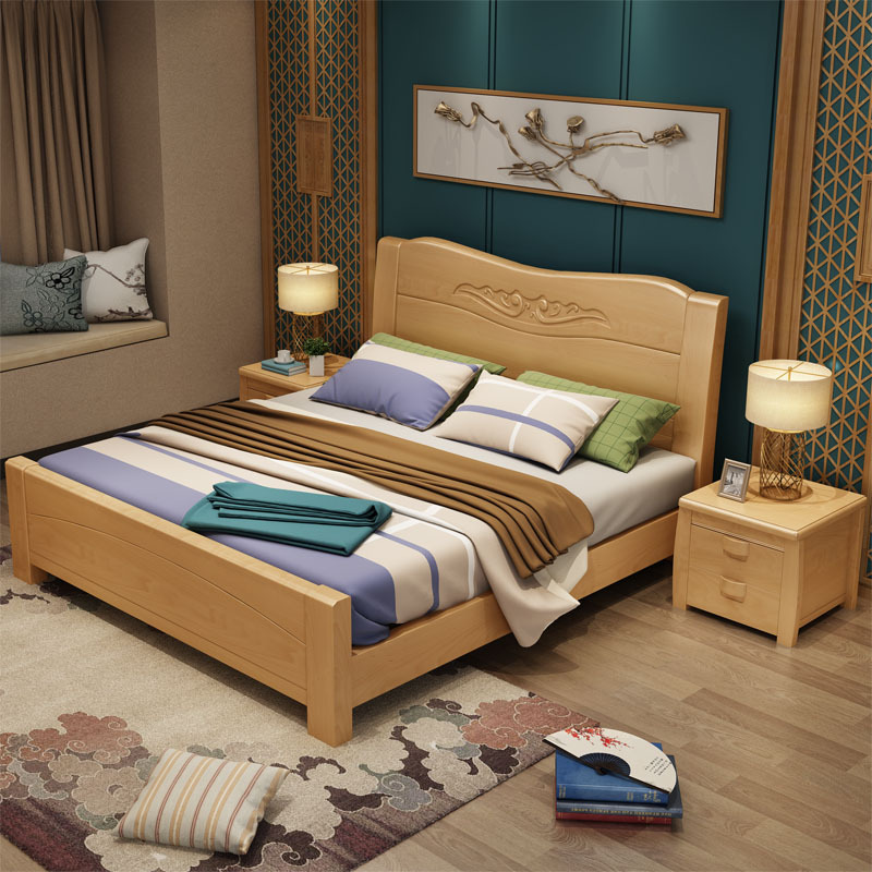 Manufacturers wholesale solid wood furniture home private wood bed 1.5-meter drawer high box double bed 1.8 meters wooden bed