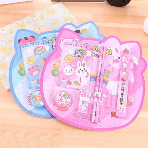 Round disc eight-piece set stationery gift box office school supplies cartoon creative children's day birthday gift