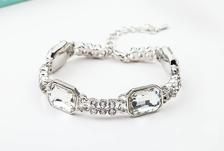 New Accessories Wholesale Geometric Square Crystal Double Row Diamond Creative Bracelet display picture 13