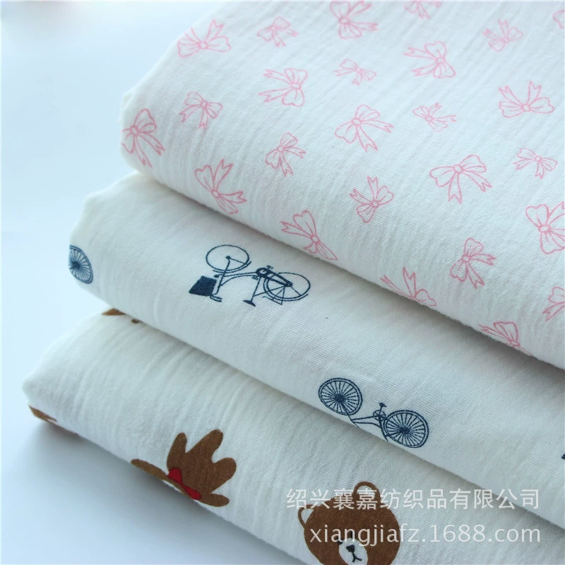 Хлопковая ткань с двойным марлевым принтом, промытая хлопчатобумажная ткань, мягкая дышащая детская одежда