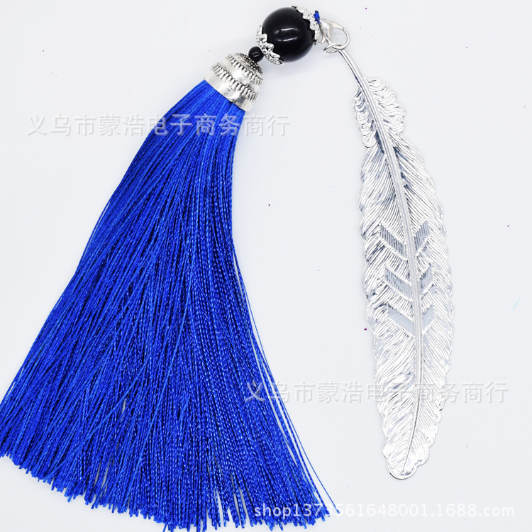 Chinese style copper feather tassel bookmark DIY lobster clasp vertical tassel spot supply keychain tassel