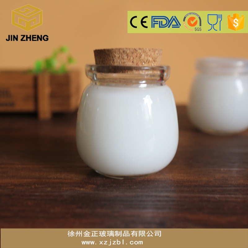 现货批发 定制 100ml 透明大口矮布丁瓶 酸奶玻璃瓶