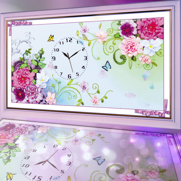 Oujin nianhua Bordado Cinta de Color Directo Fábrica impresión colgante pintura feliz reunión reloj Sala estar decoración entrada