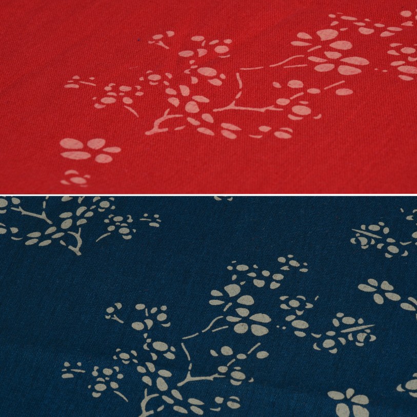 民族风印花棉麻布料 复古中式梅花小碎花面料 立体柒染