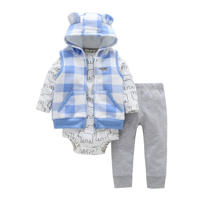 Children's Clothing Wholesale Cartoon Print Hooded Zipper Jacket Romper Suit display picture 1