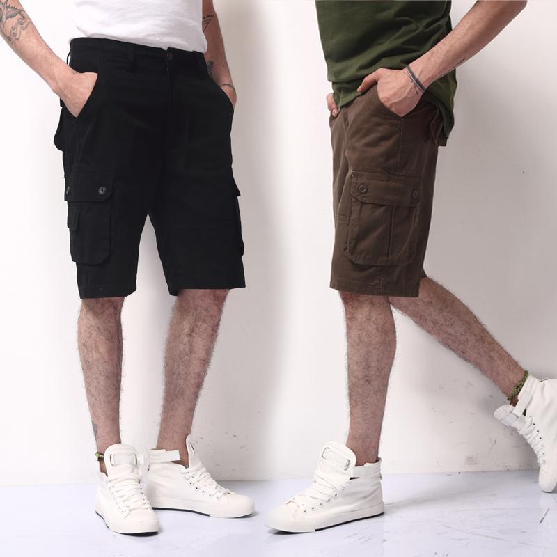 夏季运动裤男士立体口袋五分裤中裤沙滩工装裤休闲裤子夏天薄款