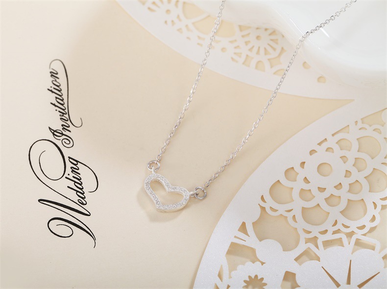 Heart Shape Pattern All Seasons Season Women's Gender 1 Piece 925 Sterling Silver Heart Shape 925 Sterling Silver Cable Chain Pendant Necklace