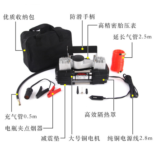 车载双缸充气泵12v便携式汽车用轮胎打气泵电动高压冲气泵加气机