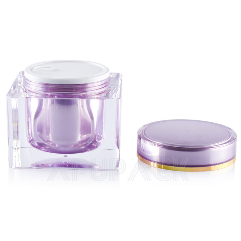 200克大容量高档水晶透明直圆四方亚克力面膜罐化妆品包材厂家
