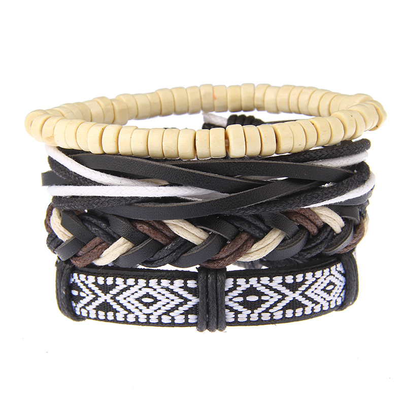 retro suit bracelet DIY woven imitation leather bracelet multi-layer bracelet multi-element bracelet