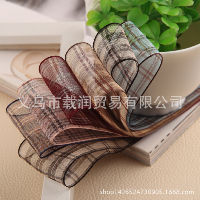 Double Color Grid Snow Gauze Ribbon Hair Accessory DIY Material Packaging Fashion Hat Shoes Flower Bouquet Accessories Ribbon