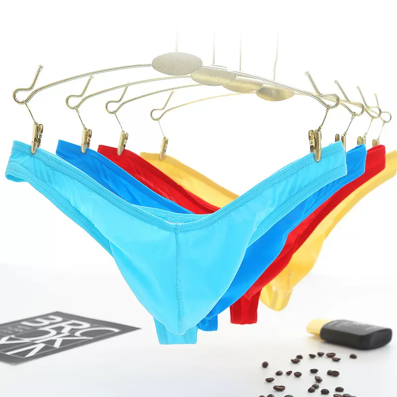 低腰锦纶冰丝一片式男士无痕丁字裤 情趣内衣男士内裤t裤 丁字裤