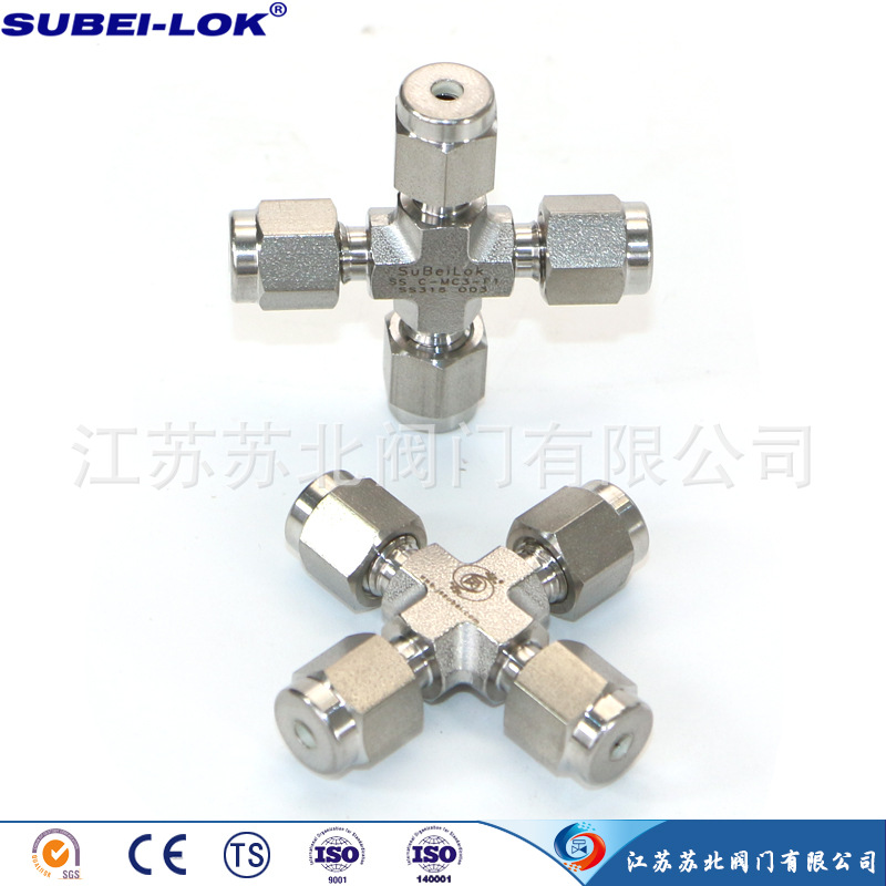 实验室毛细管1/8 3mm卡套四通接头 SS316