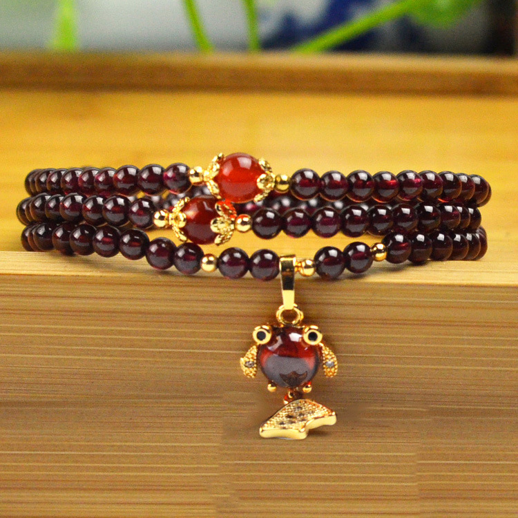 053413 年年有鱼 精品4A级 天然石榴石手链 美容手串