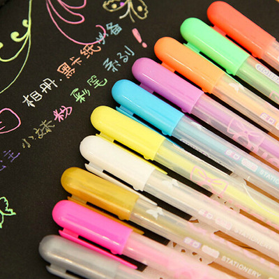 Brandi DIY album decorate Color pen Graffiti Pastels pen Black cardboard Water chalk 12 Colorful Fluorescent pen
