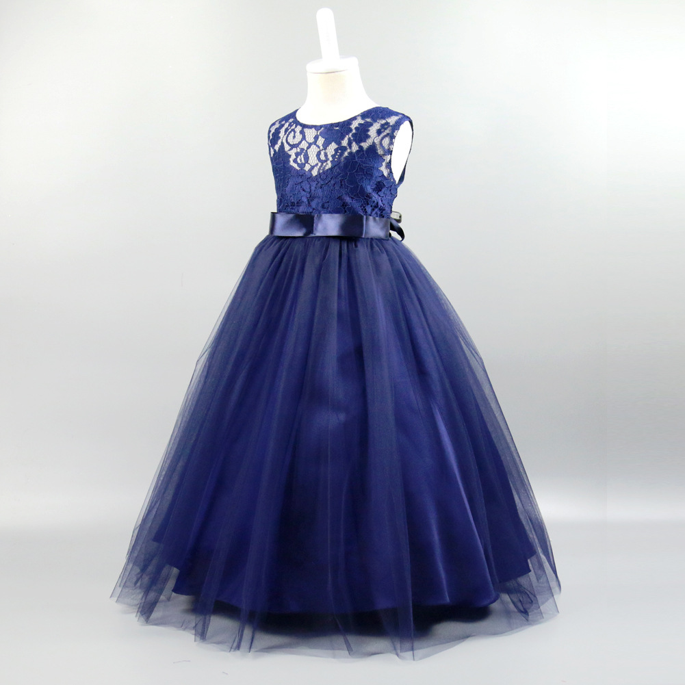 Váy lưới dài ren hoa váy trẻ em Váy cưới Hoa cô gái váy trường biểu diễn quần áo ZQ273 đồ vest bé trai