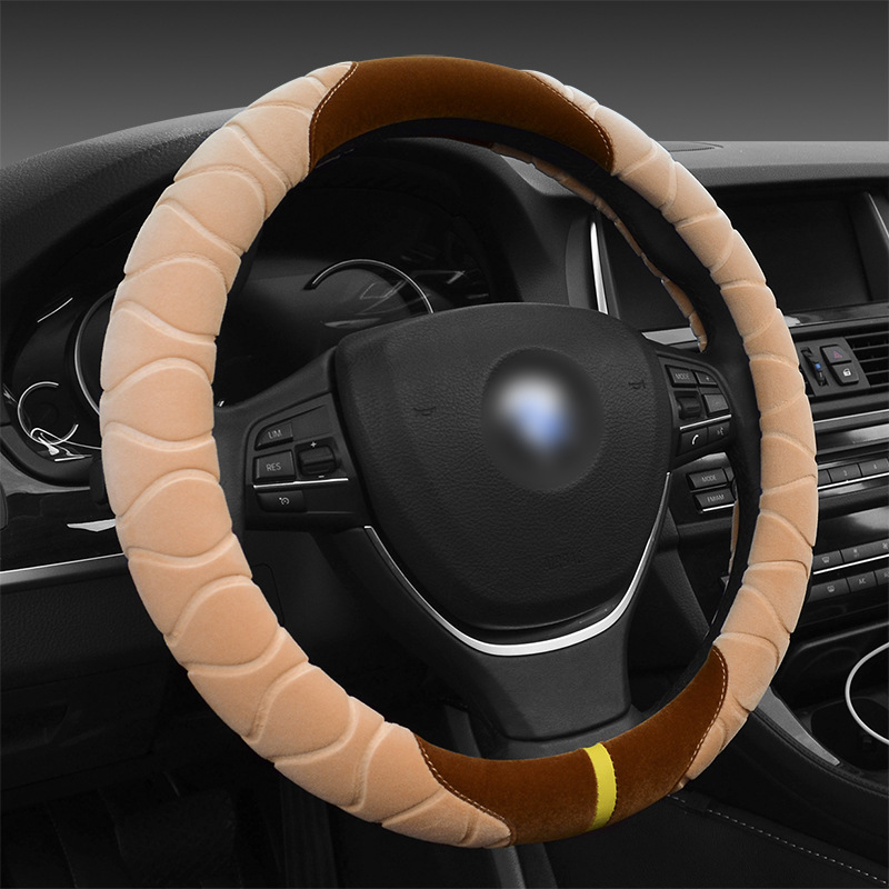 汽車方向盤套冬季短毛絨通用型把套38cm中號方向盤把套BT-815