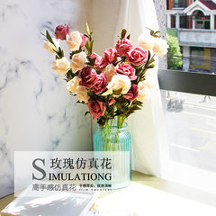 拍照道具 仿真五頭玫瑰 背景搭配客廳拍照背景 永生乾花插花 批發