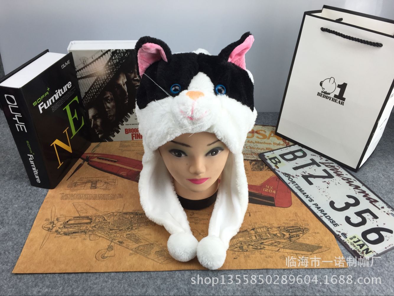 Симуляция детская плюшевая мультипликационная капля модель животных модели шляпа шляпа сцены вечеринки