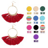 Fashionable earrings with tassels, retro accessory, European style, boho style