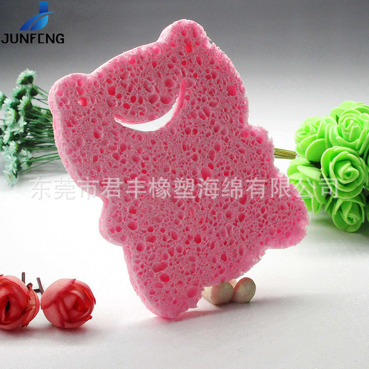 供应涨大的丝瓜棉 粉红色木浆棉海绵卡通造型 异形吸水海绵制品