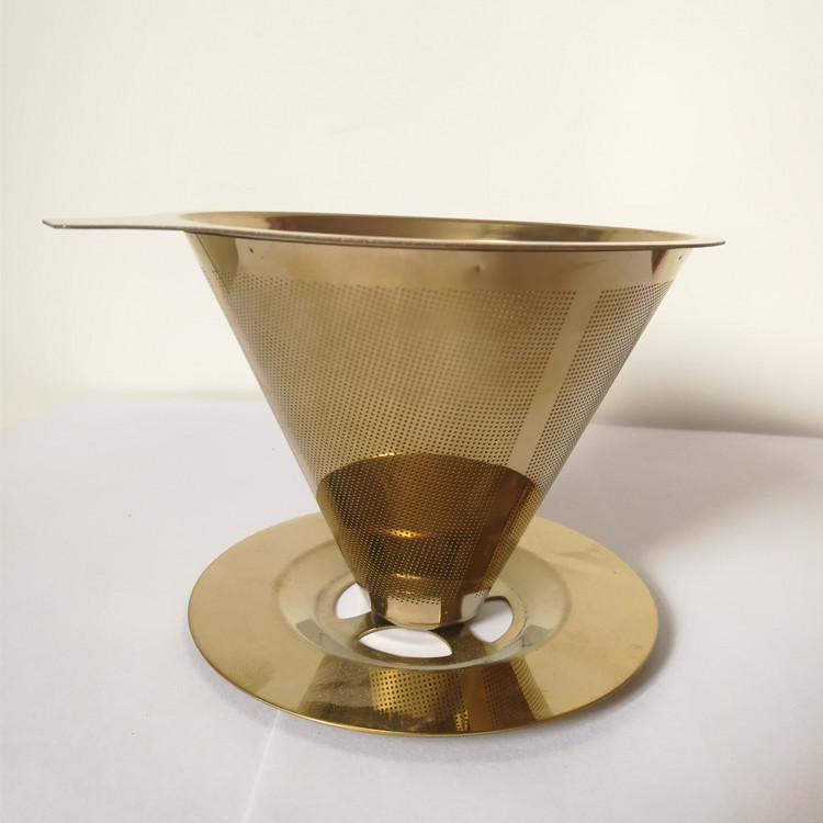 咖啡过滤器 优质美式金色滴漏咖啡过滤网 不锈钢漏斗过滤网耐高温