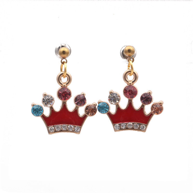 Fashion Diamond Crown Earrings Simple Female Jewelry Cute Retro Cartoon Earrings display picture 3