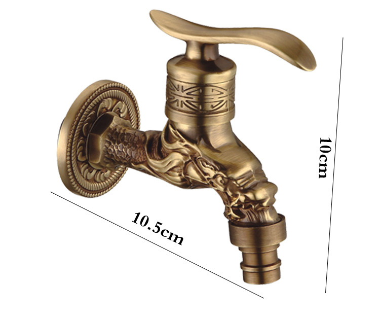Antique-style washing machine faucet, all-copper European-style extended mop sink faucet, 4-minute single-cooling wall-mounted quick-boiling faucet undefined