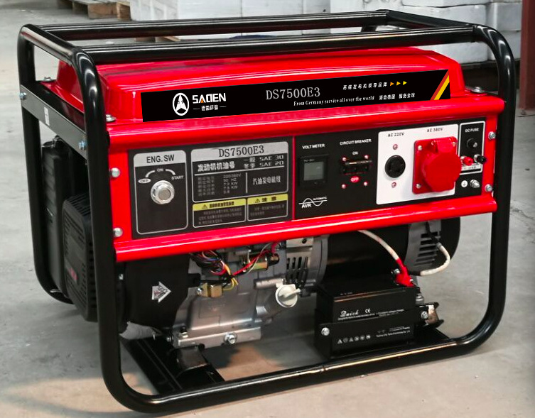 7 кВт трехфазный бензиновый генератор портативный мобильный маленький дом 7000 Вт ватт 380 В.