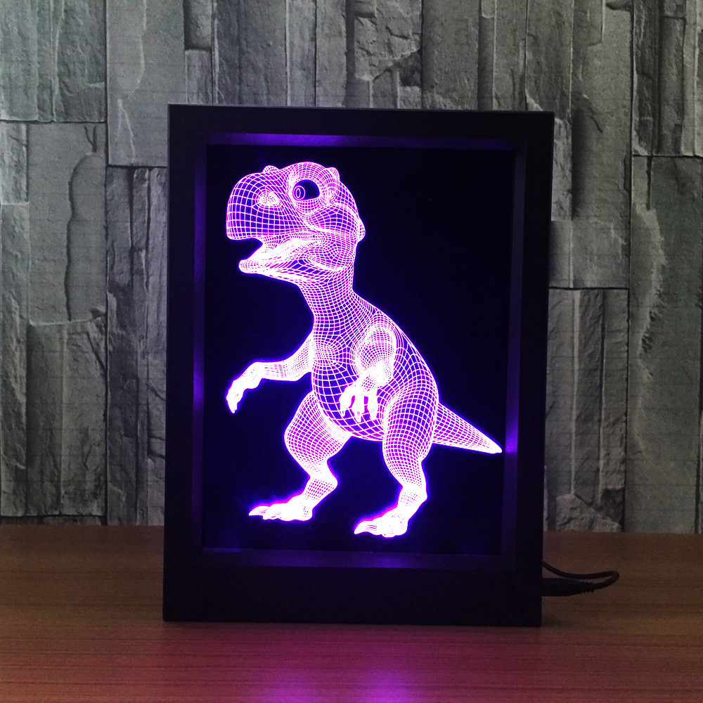 相框灯 创意3d灯 小恐龙乌龟猫头鹰海豚马头小夜灯