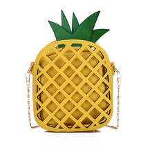 2017新款镂空女包包菠萝包春夏撞色链条单肩斜挎小包创意背包外贸