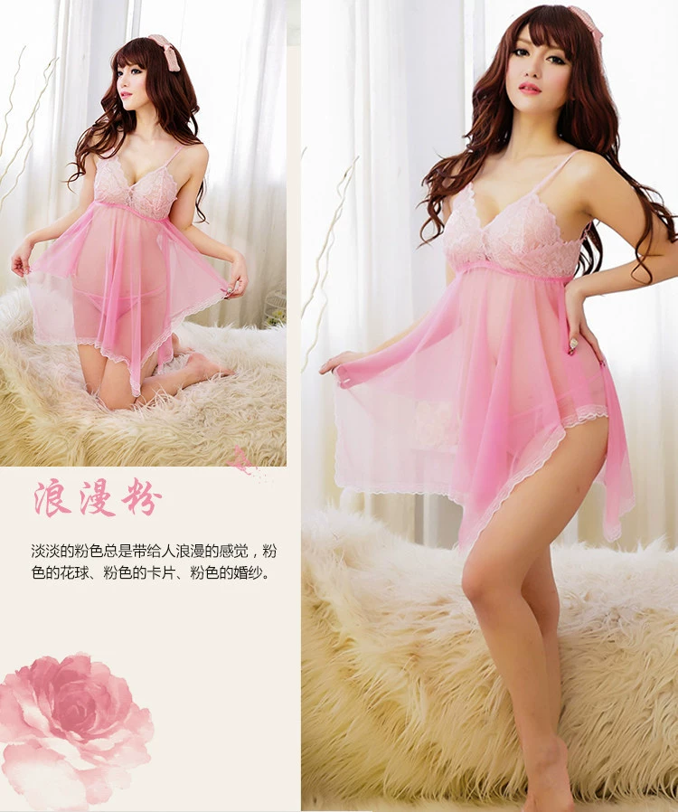 New embroidered wine red sexy underwear suits open skirt transparent lace temptation to seduce a generation