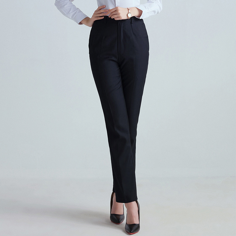 女士西裝褲直筒正裝褲職業西褲女士夏季長褲黑色西服褲子
