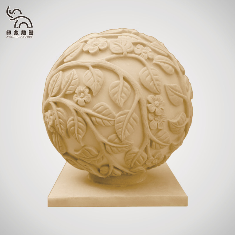 砂岩透光圆形庭院灯景观户外防水酒店装饰门柱灯球雕塑LED灯球|ru