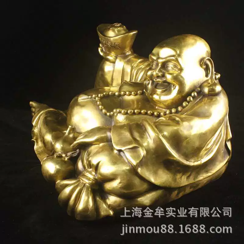 Pure Bronze Maitreya Buddha 60 cm Большая улыбка Будда Статуя для дома ремесла игра