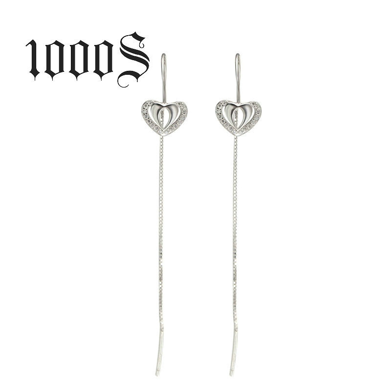 厂家直销s925纯银耳线 简约镂空心形耳勾耳环女银耳饰品批发