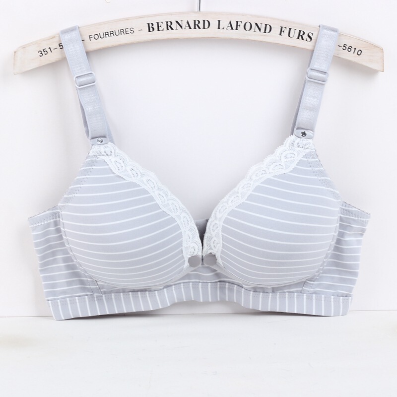 Manufacturer Wholesale Pure Cotton Maternity Front and Rear Nursing Bra Without Rims Front Buckle Breastfeeding Breathable Breathable Cotton