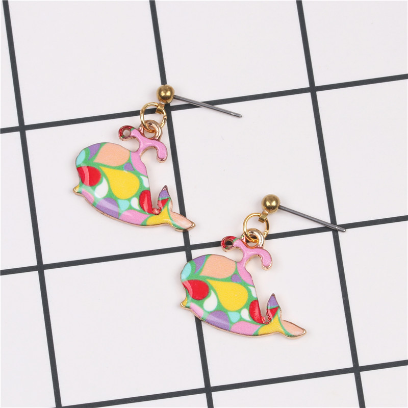 Fashionable Long Dolphin Big Fish Whale Cute Drop Glaze Cute Dolphin Delicate Sweet Earrings display picture 9