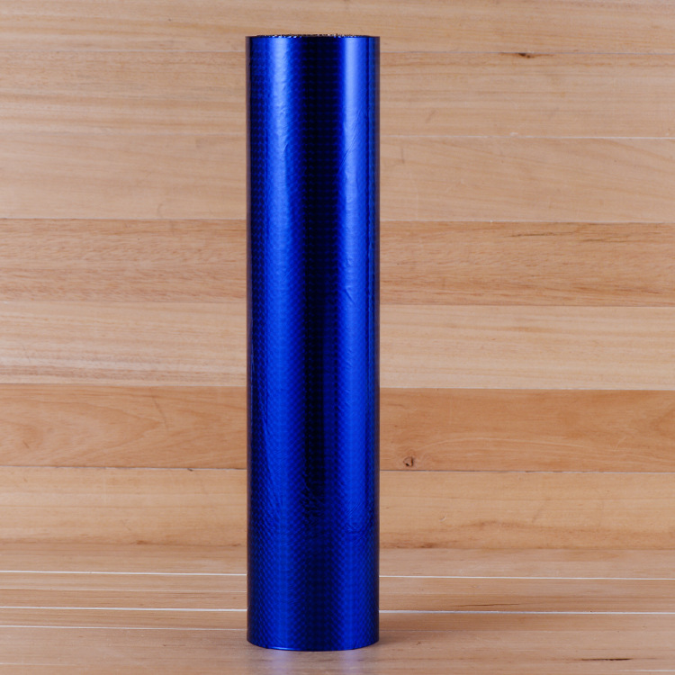 批发宝蓝小方格镭射膜 创意PET镀铝膜 原材料厂家批发