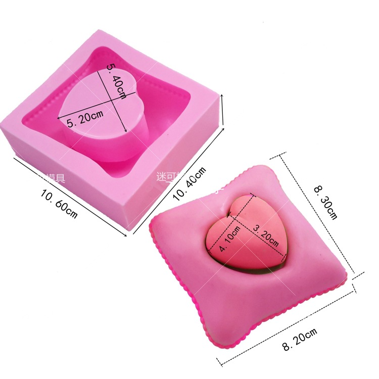 Molde de silicona en forma de corazón almohada molde de pastel de fondant jabón molde de jabón DIY hecho a mano herramienta para hornear fondant